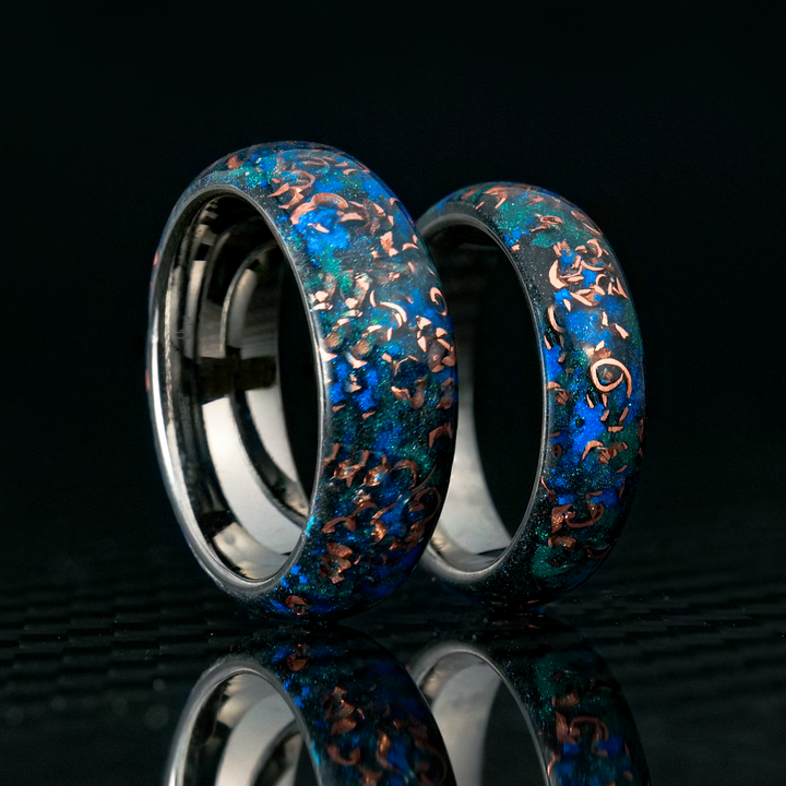 Matching Custom goofy Glowstone Wedding Ring