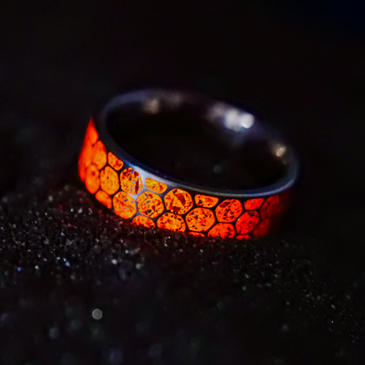 Custom Hexagon Titanium Glowstone Ring - Patrick Adair Designs