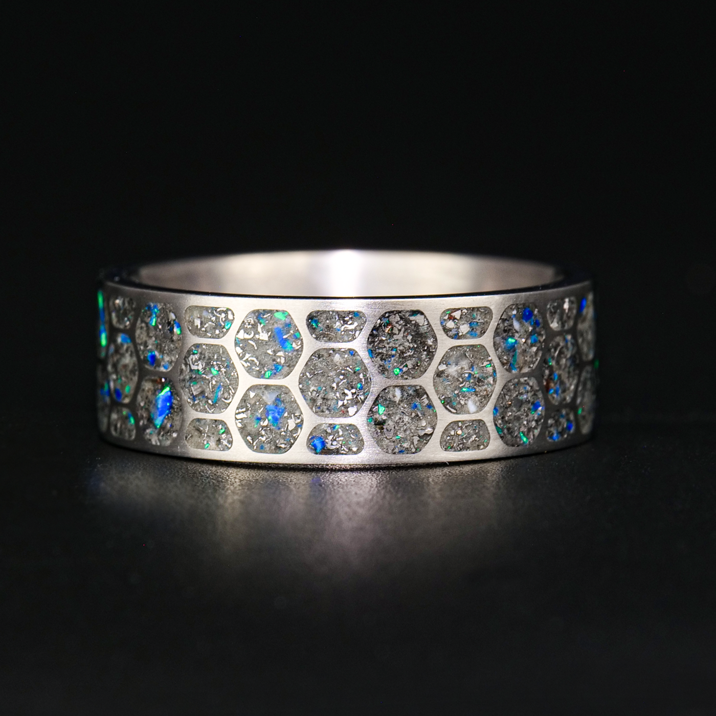 Custom Hexagon Titanium Glowstone Ring - Patrick Adair Designs