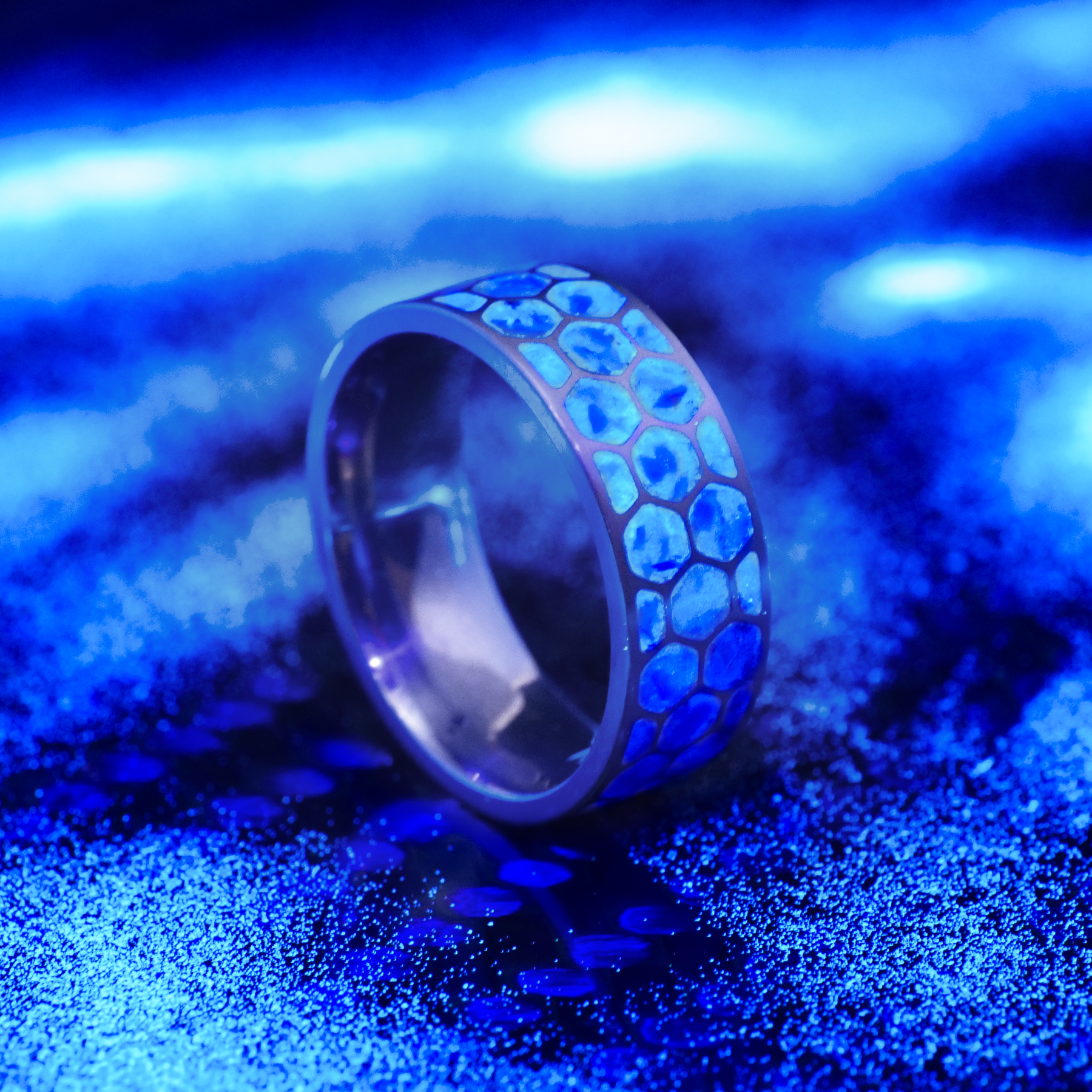 Custom Hexagon Titanium Glowstone Ring Patrick Adair Designs