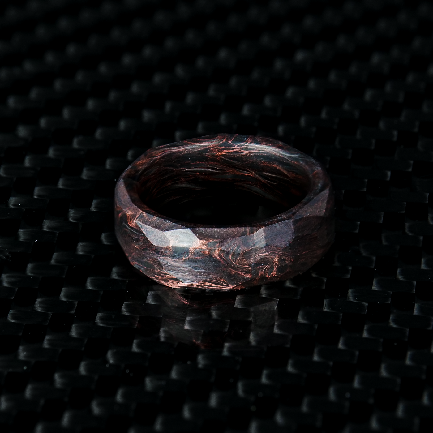 Obsidian Copper Burl Carbon Fiber Ring - Patrick Adair Designs