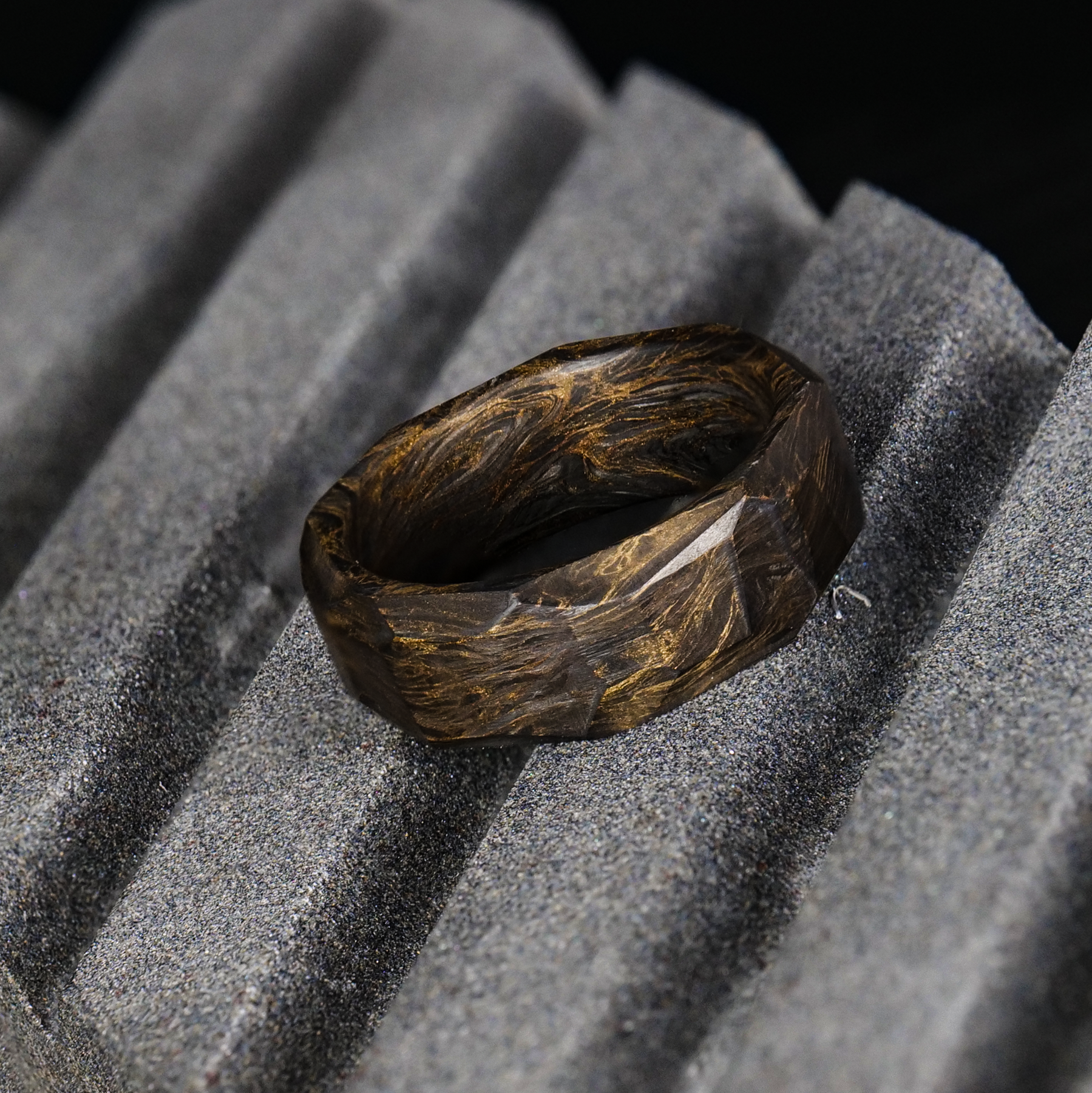 Obsidian Gold Burl Carbon Fiber Patrick | Ring Adair Designs