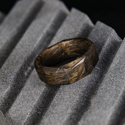 Obsidian Gold Burl Carbon Fiber Ring - Patrick Adair Designs