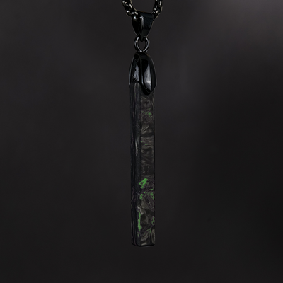 Green Burl Carbon Fiber Bar Pendant - Patrick Adair Designs