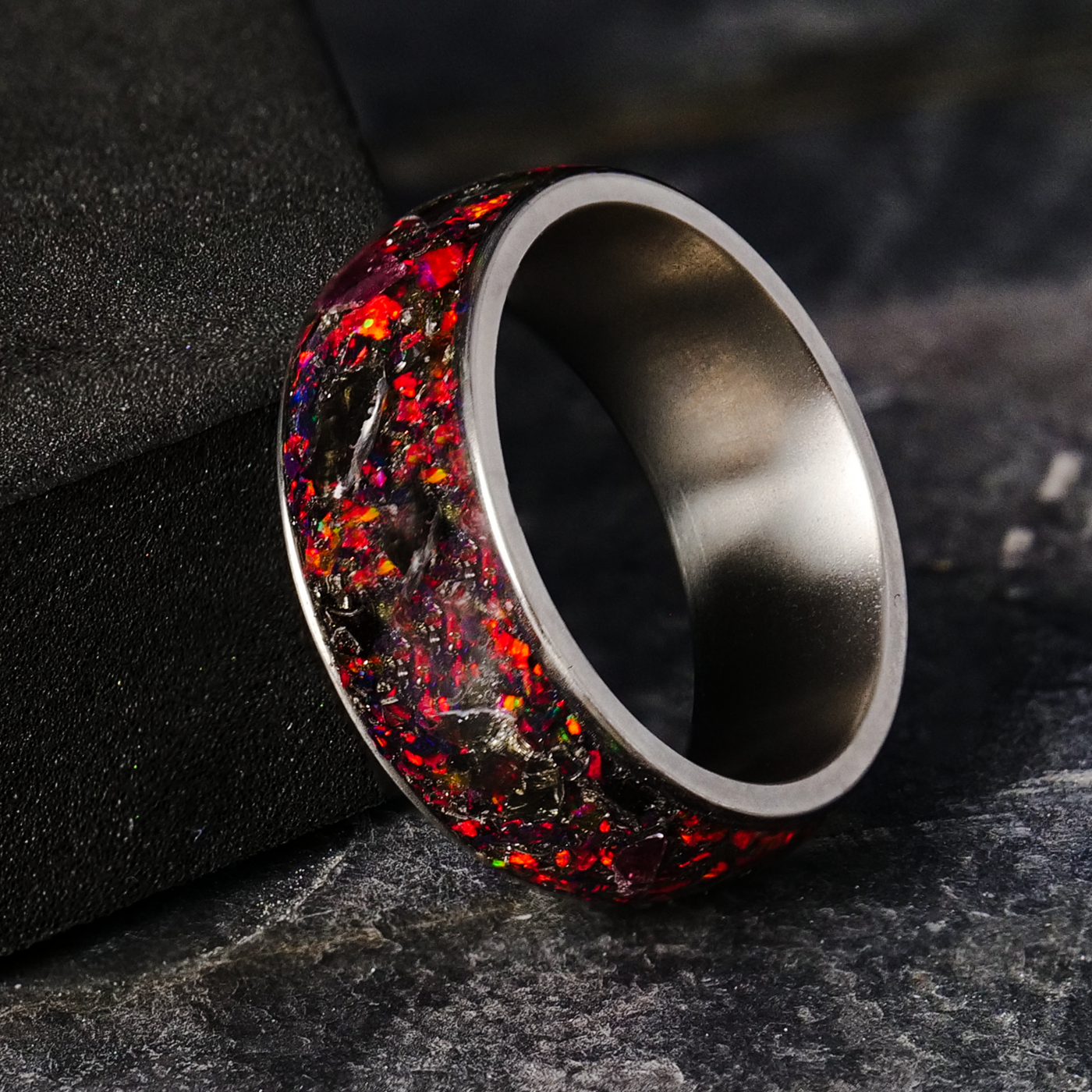 Glow Stone Rings Hellfire Halo Glowstone Ring on Titanium | Patrick Adair– Patrick Adair ...