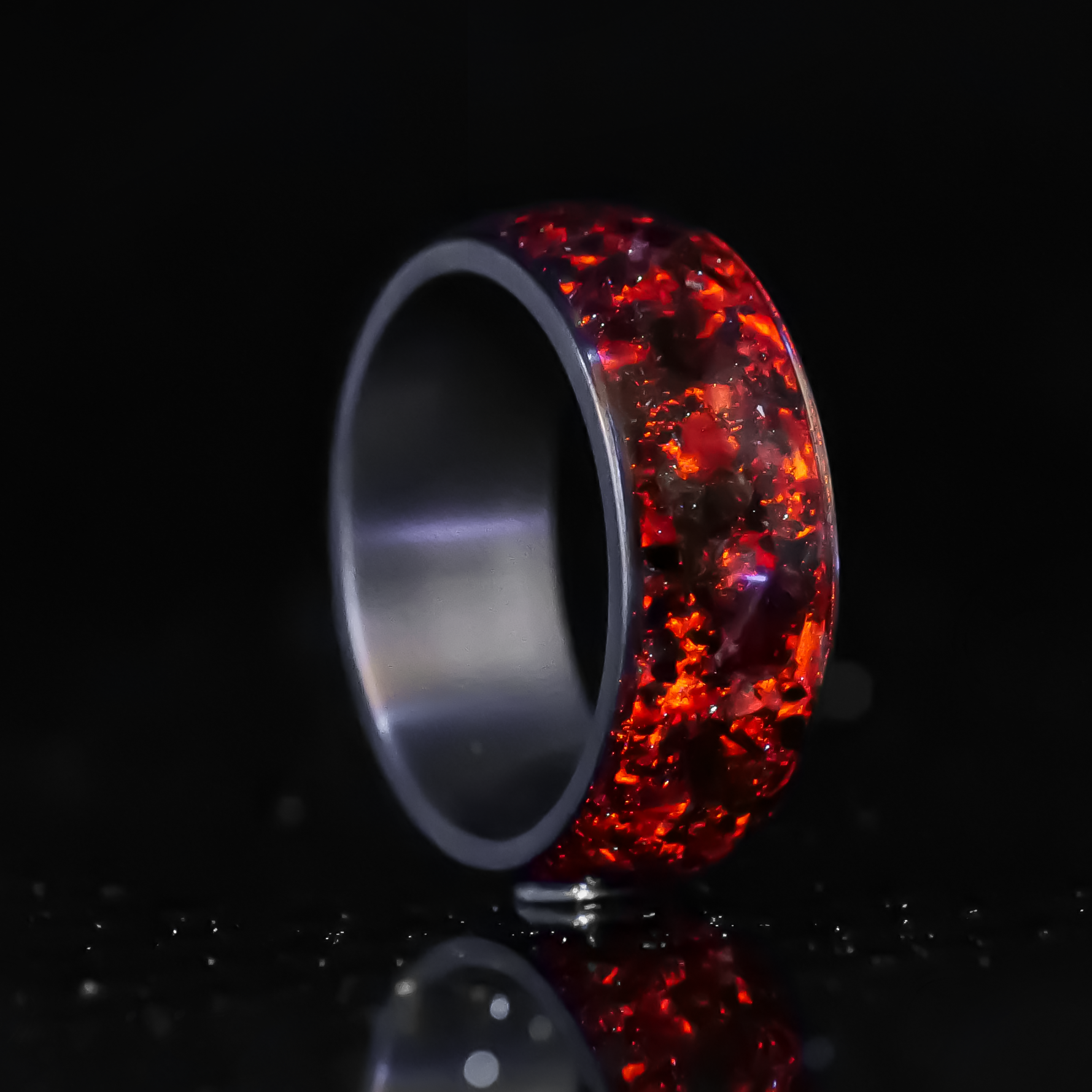 Hellfire Halo Glowstone Ring on Titanium | Patrick Adair Designs