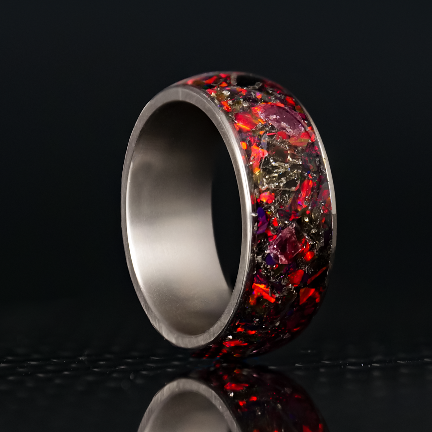 Glow Stone Rings Hellfire Halo Glowstone Ring on Titanium | Patrick Adair– Patrick Adair ...
