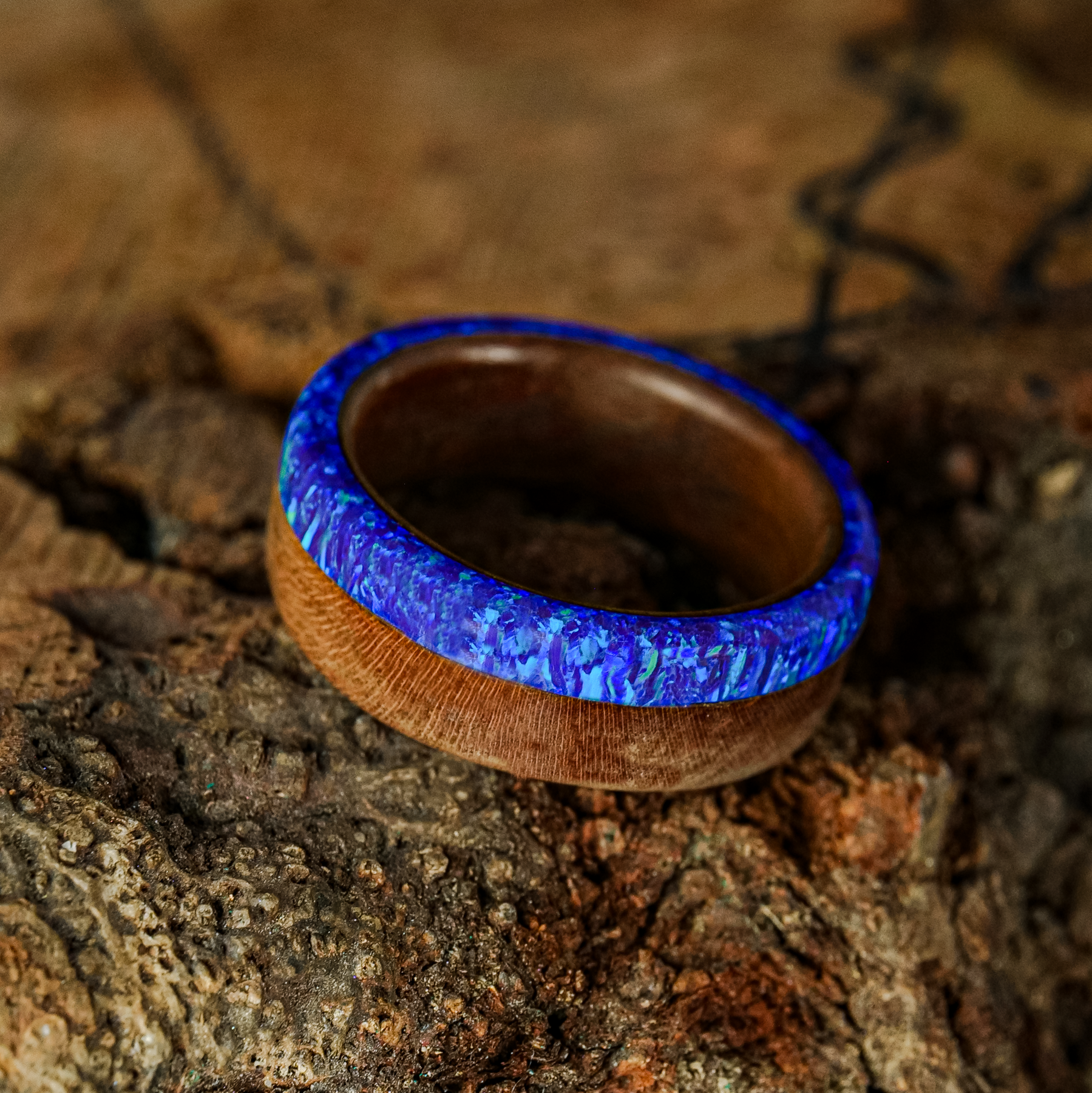 Opal and 2025 wood ring