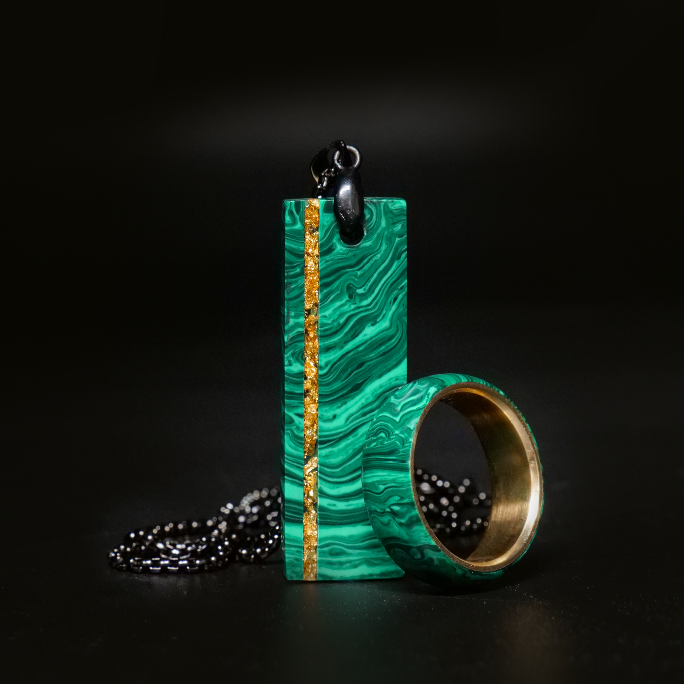 Malachite Trustone and Gold Leaf Pendant - Patrick Adair Designs