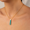 Bahama Blue Opal Glowstone Bar Pendant Necklace