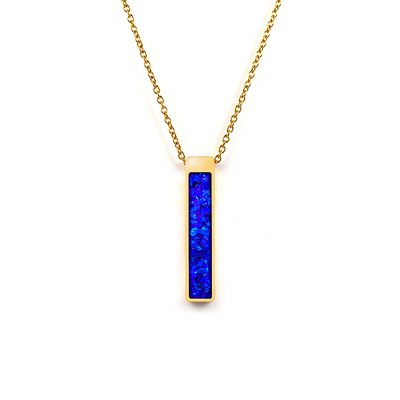 Lavender Opal Glowstone Bar Pendant Necklace