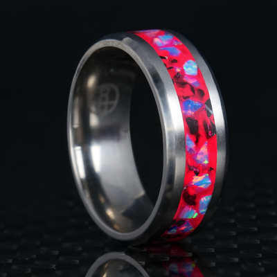 Cotton Candy Opal Glowstone Ring on Titanium - Patrick Adair Designs