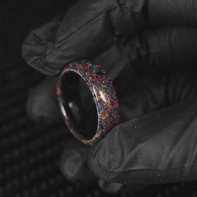 Black Fire Opal Dust Glowstone Ring