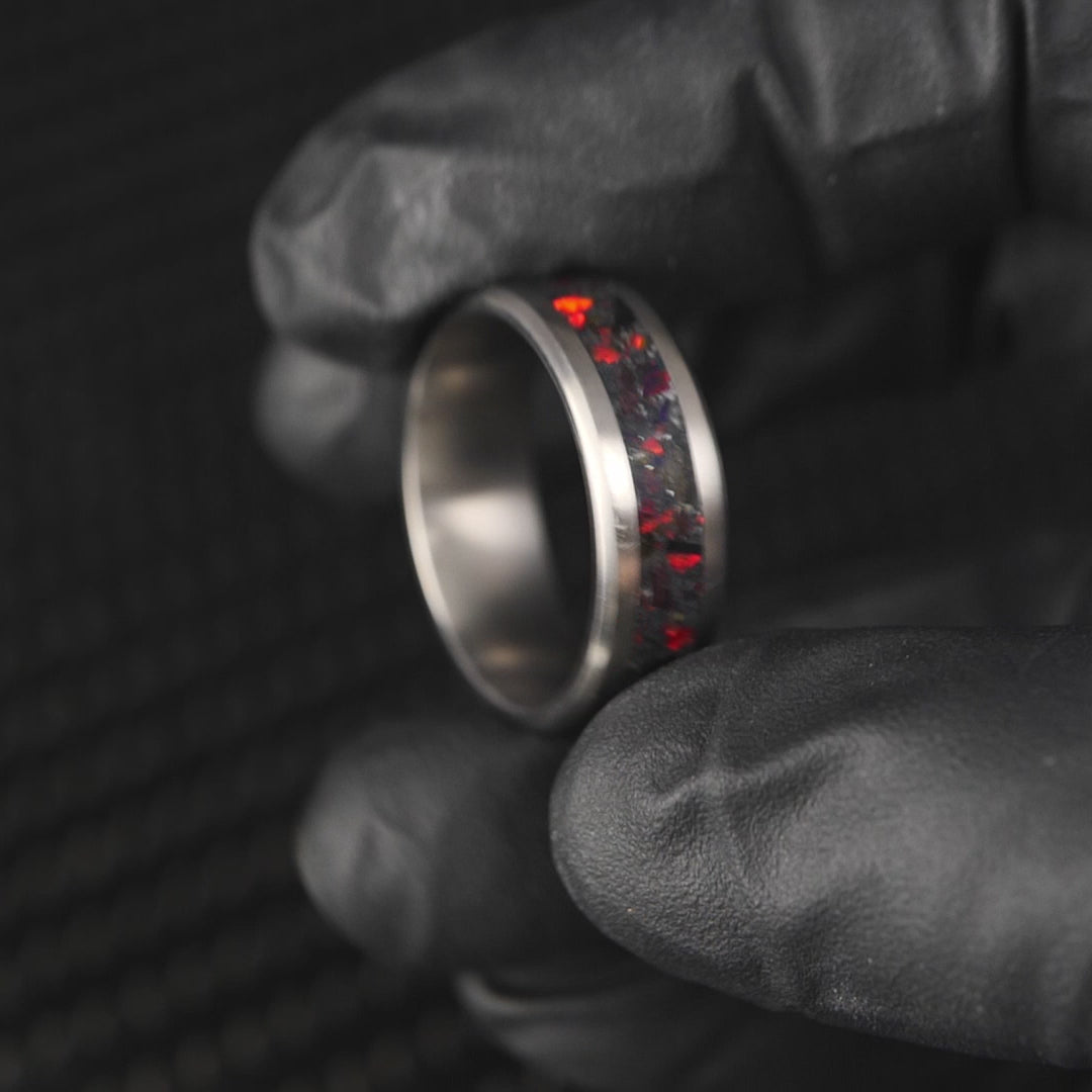 Hellfire Glowstone Ring on Titanium