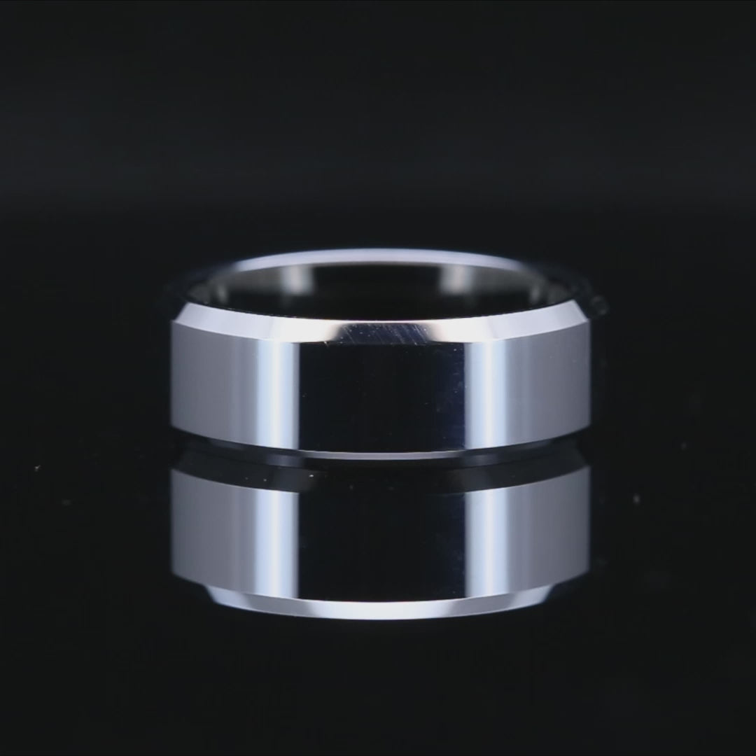 8mm Beveled Platinum Ring