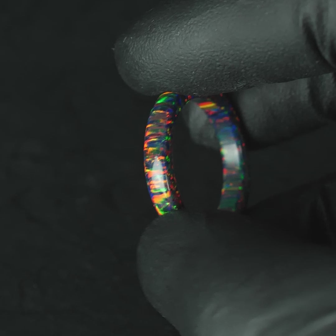 4mm Black Fire Opal Stackable Ring