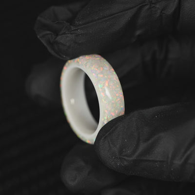Pearl White Opal Dust Glowstone Ring