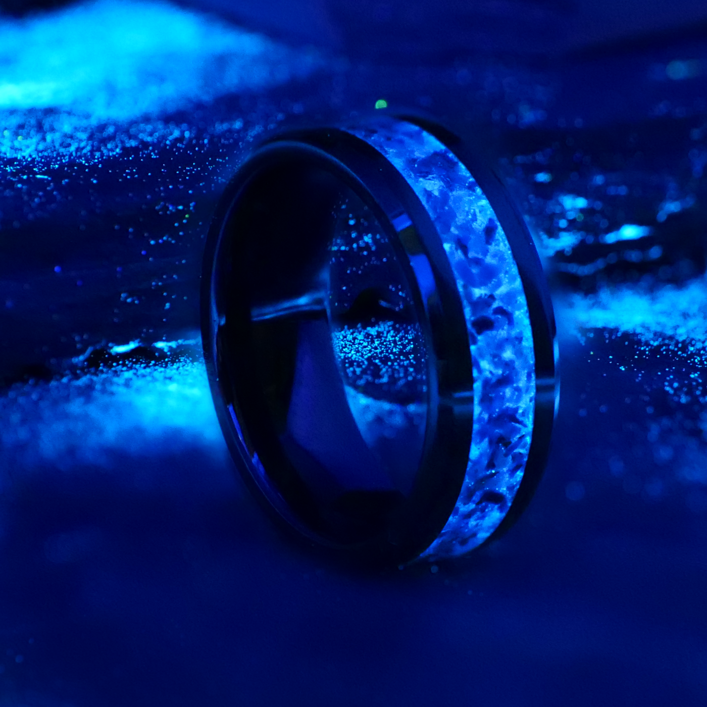 Lapis Lazuli Glowstone Ring on Black Ceramic - Patrick Adair Designs