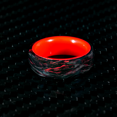 Red Burl Carbon Fiber Ring With Red Resin Liner - Patrick Adair Designs