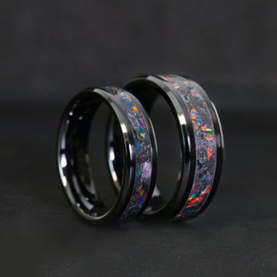 Black Ceramic Men's Wedding or Promise Ring - 8mm Width