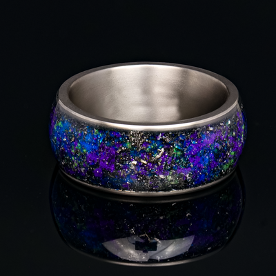 Starry Night Halo Glowstone Ring on Titanium - Patrick Adair Designs