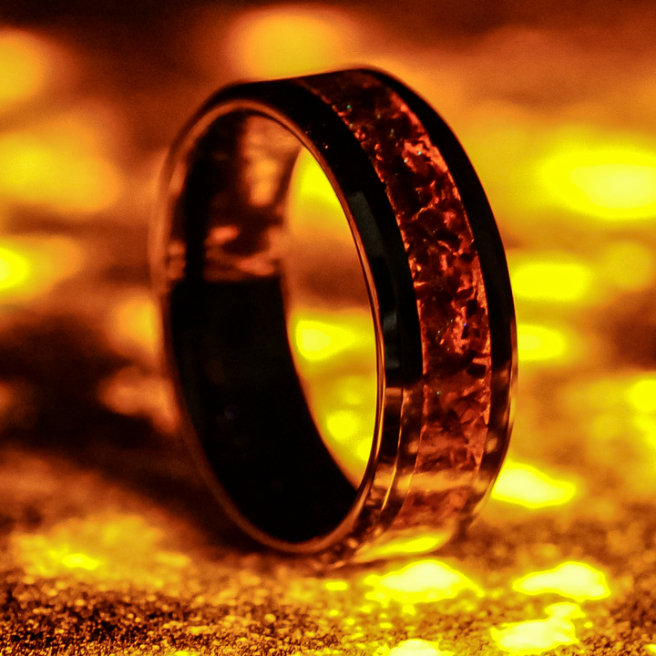 Tiger's Eye Glowstone Ring on Black Ceramic | Patrick Adair Designs