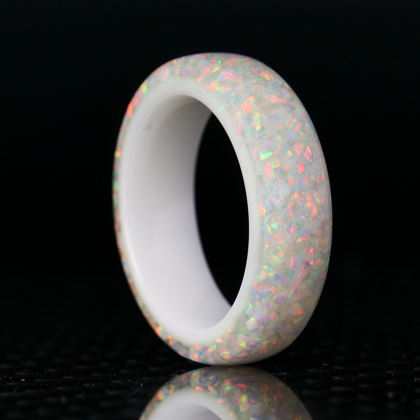 Pearl White Opal Dust Glowstone Ring - Patrick Adair Designs