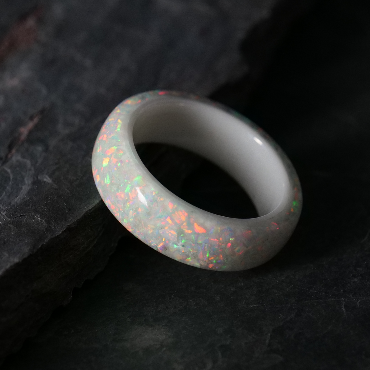 Pearl White Opal Dust Glowstone Ring | Patrick Adair Designs