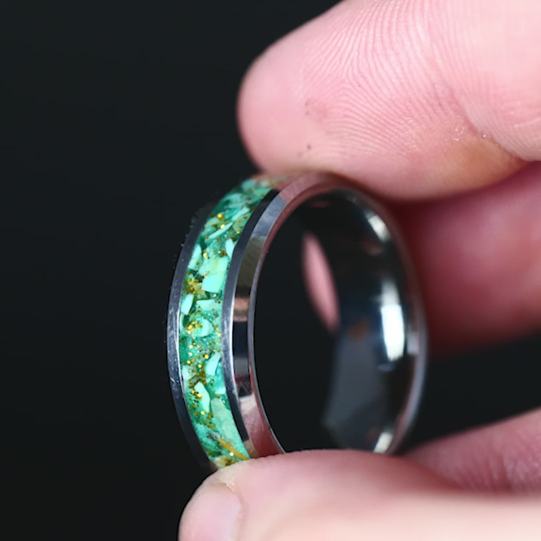 Radiant Caribbean Glowstone Ring on Tungsten