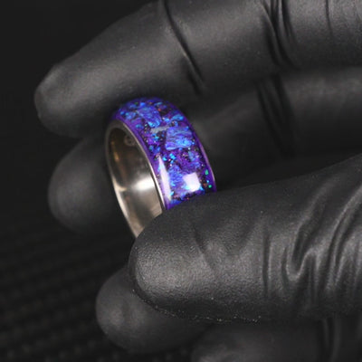 Lavender Opal Halo Glowstone Ring on Titanium