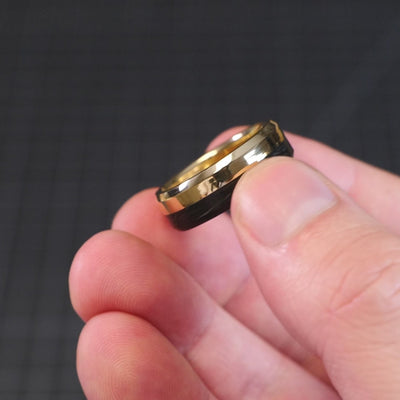 Gold and Forged Carbon Fiber Ring | Solid Gold Liner