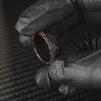 Obsidian Red Burl Carbon Fiber Ring