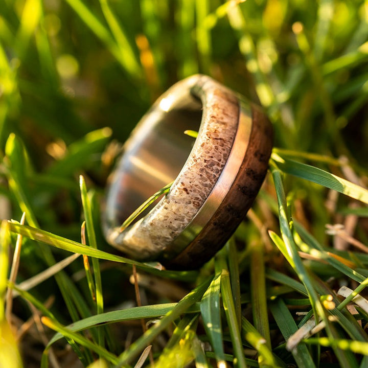 Antler and authentic Whiskey Barrel Ring