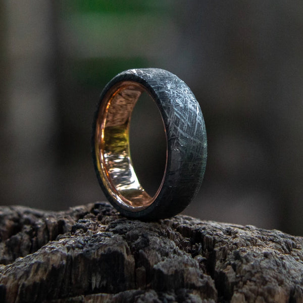 Three Stone Moissanite & Meteorite Engagement Ring | Jewelry by Johan -  Jewelry by Johan | Meteorite engagement ring, Nontraditional engagement  rings, Handmade engagement rings