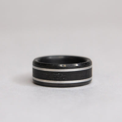 Carbon Fiber, Sterling Silver, and Bogwood Ring - Patrick Adair Designs