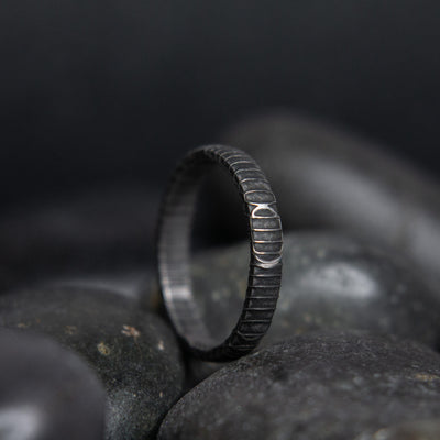 Spirograph Damascus Steel Stackable Ring | Women's Wedding Band - Patrick Adair Designs