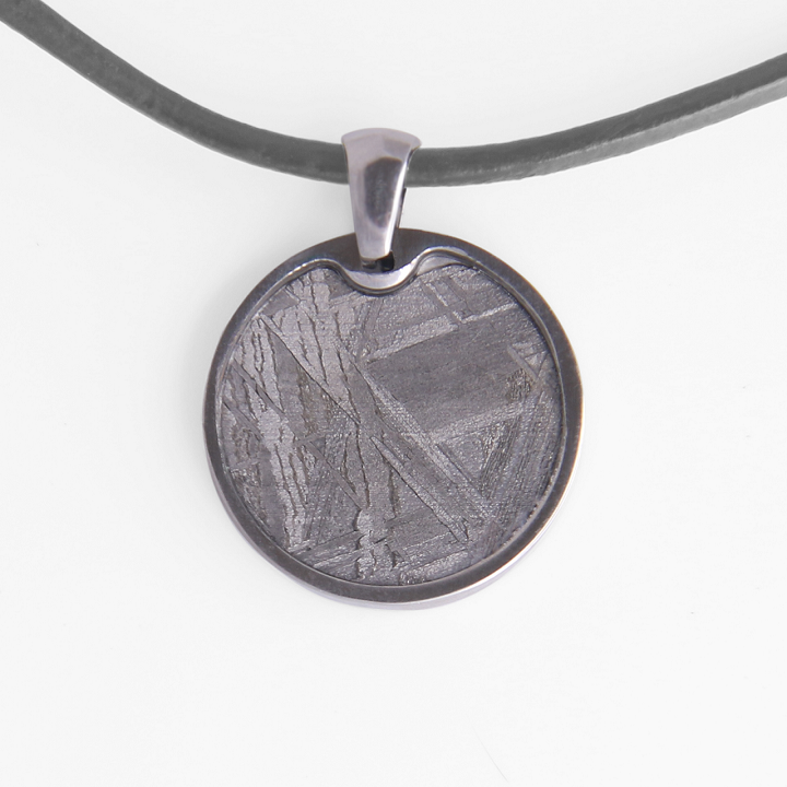 Meteorite Inlay Dog Tag Pendant Necklace in Matte Black Stainless Steel -  Jewelry By Designs