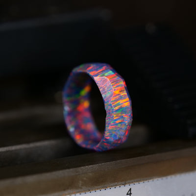 Shimmering men's opal engagement ring.