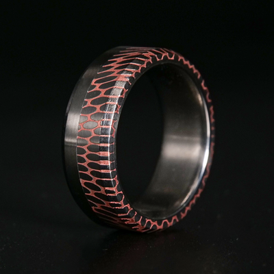 Etched Tilted Superconductor Ring 3.0 | Offset Titanium Band - Patrick Adair Designs