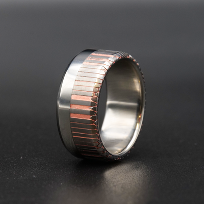 Etched Superconductor Ring 3.0 | Offset Titanium Band - Patrick Adair Designs