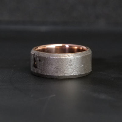 Size 9.5 Meteorite Ring with Rose Gold Liner - Patrick Adair Designs