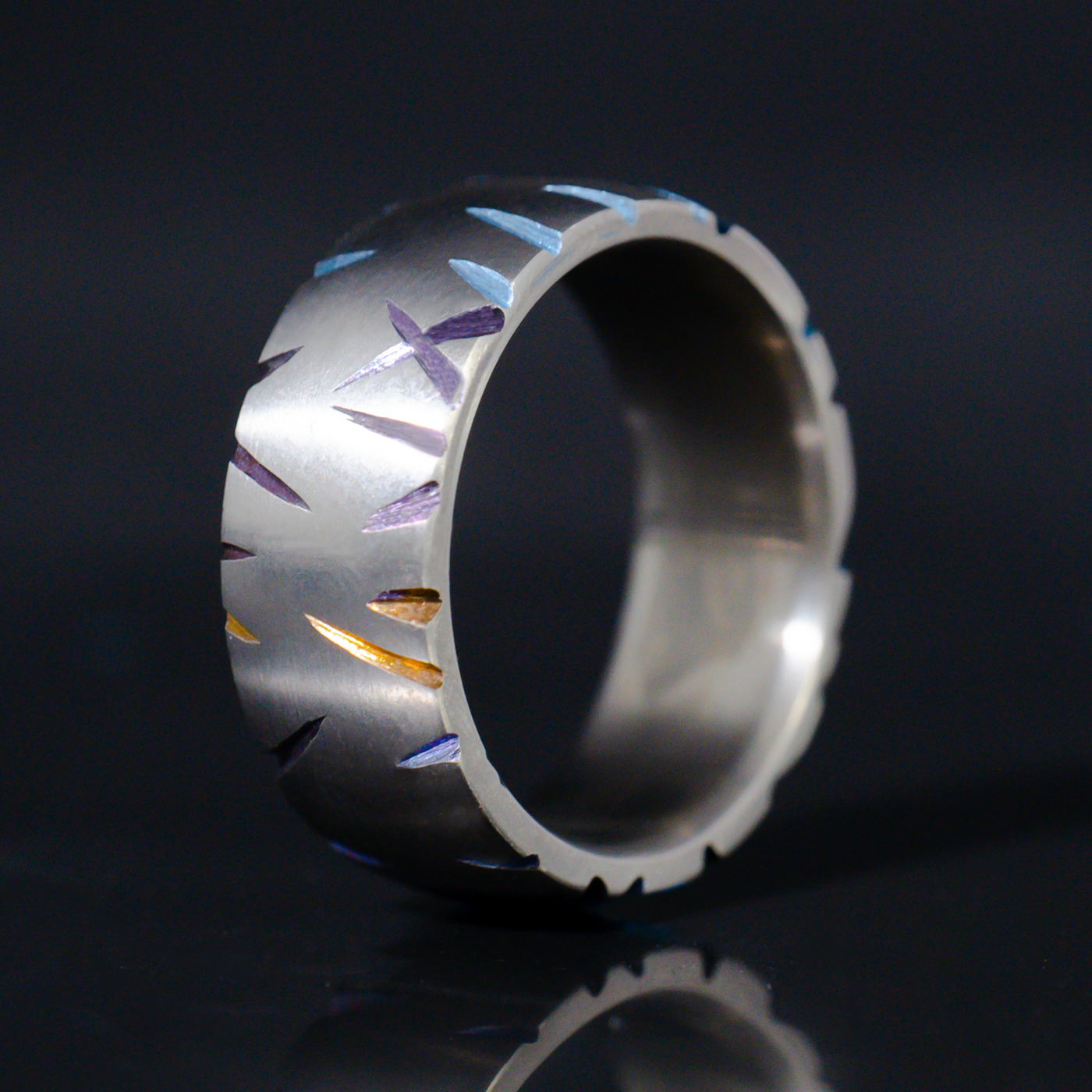 Anodized Notch Titanium Ring - Patrick Adair Designs