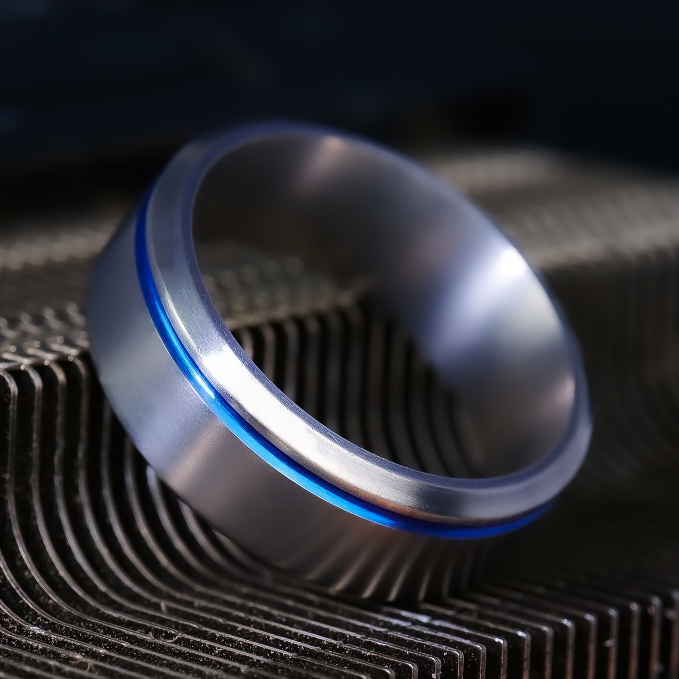 Anodized Notch Titanium Ring | Offset Stripe - Patrick Adair Designs