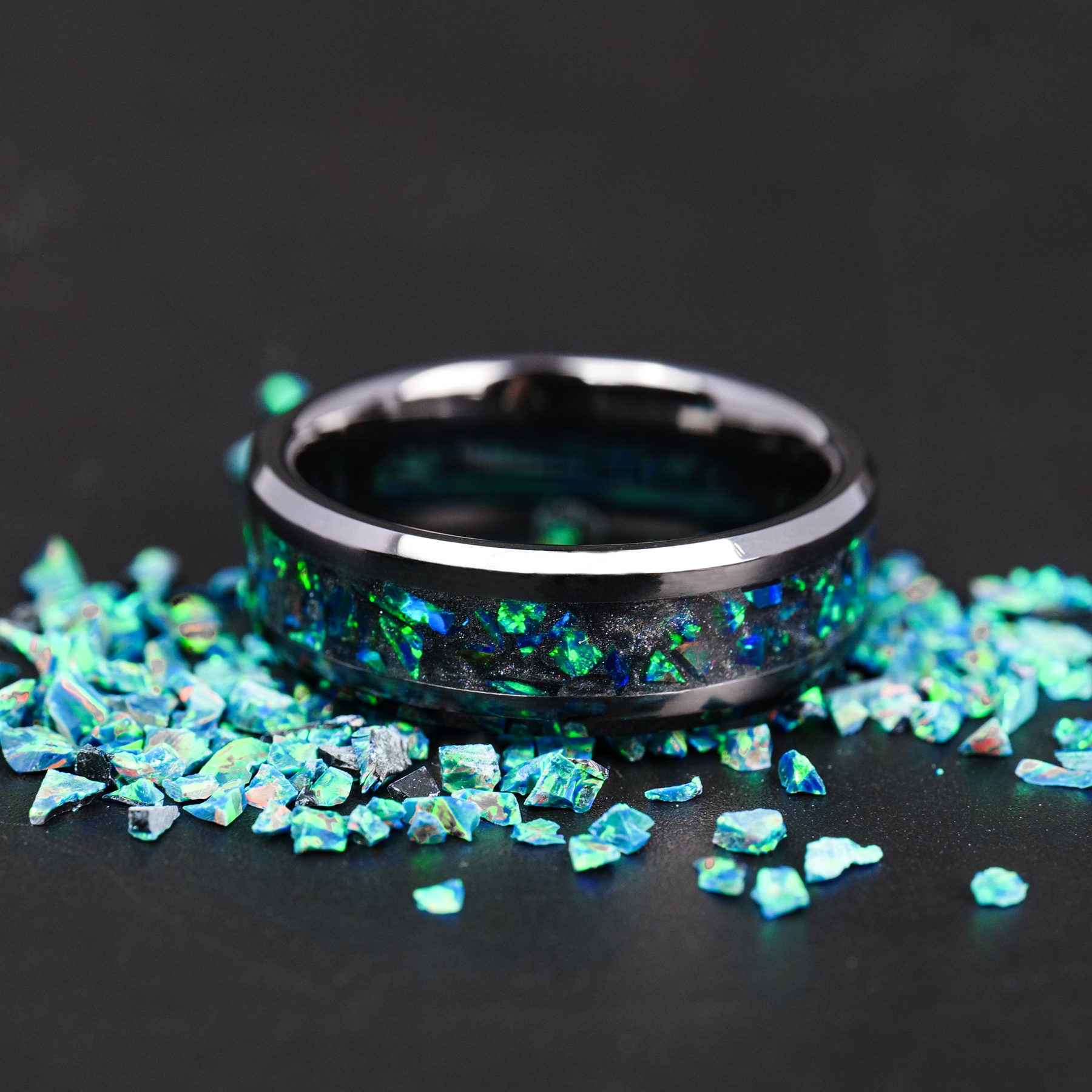 Glow Stone Rings Black Emerald Opal Glowstone Ring– Patrick Adair Designs