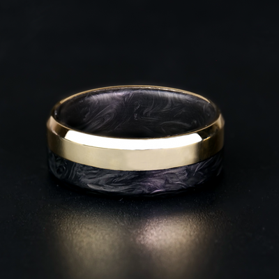Gold and Forged Carbon Fiber Ring | Forged Carbon Fiber Liner - Patrick Adair Designs