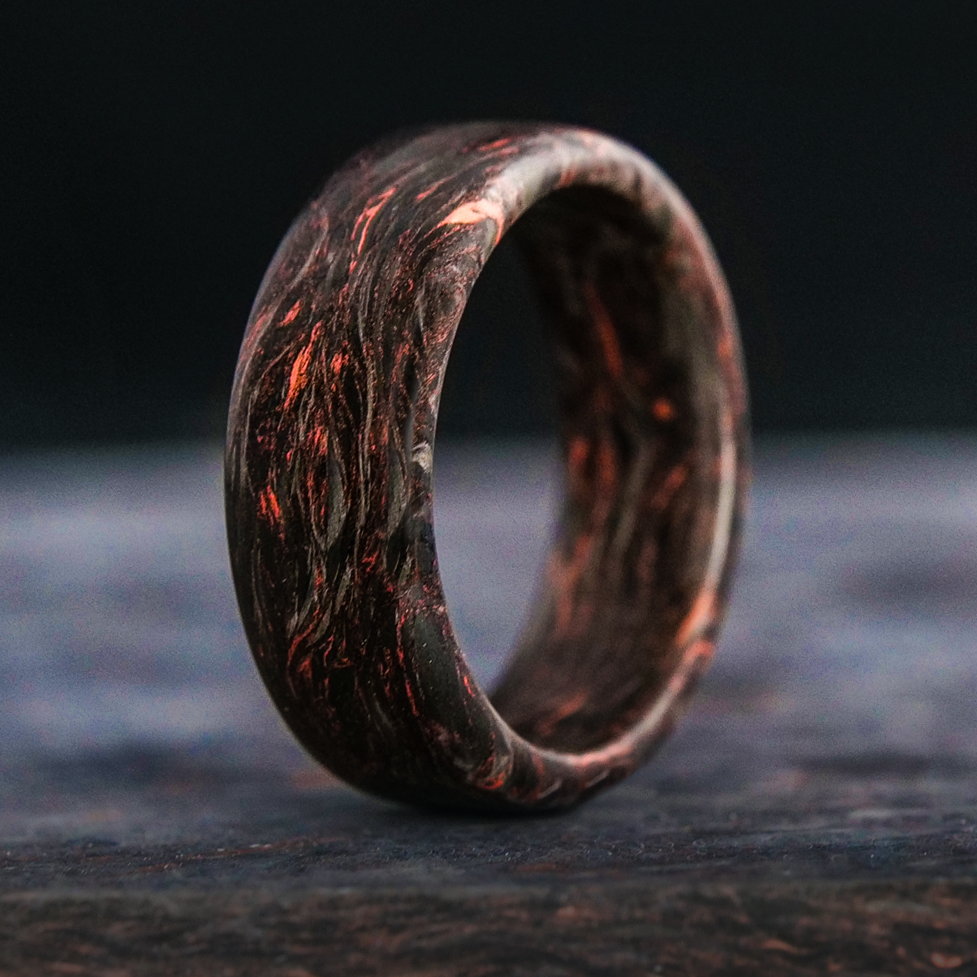 Copper Burl Carbon Fiber Ring - Patrick Adair Designs