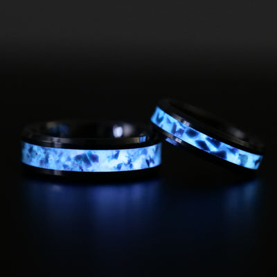 Matching Cosmic Glowstone Wedding Ring Set in Tungsten - Patrick Adair Designs