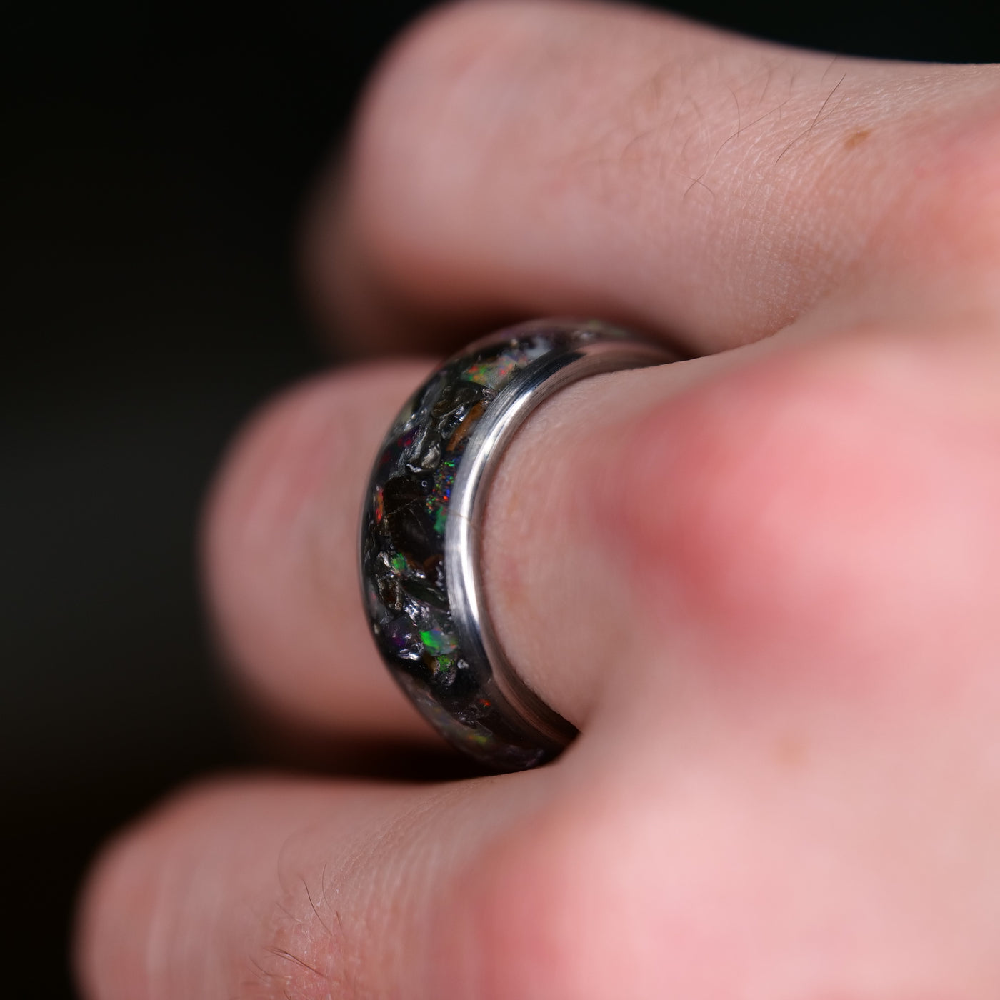 Glow Stone Rings Custom Halo Glowstone Ring on Titanium | Patrick Adair Designs