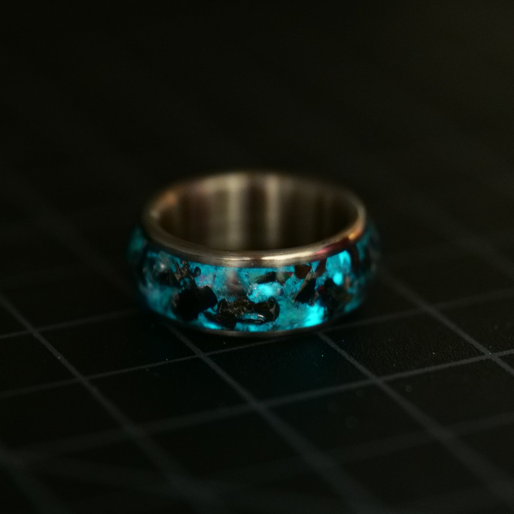 Glow Stone Rings Custom Halo Glowstone Ring on Titanium | Patrick Adair Designs