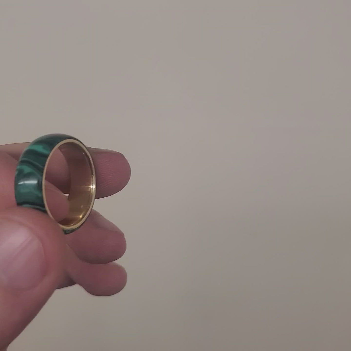Malachite and gold ring.